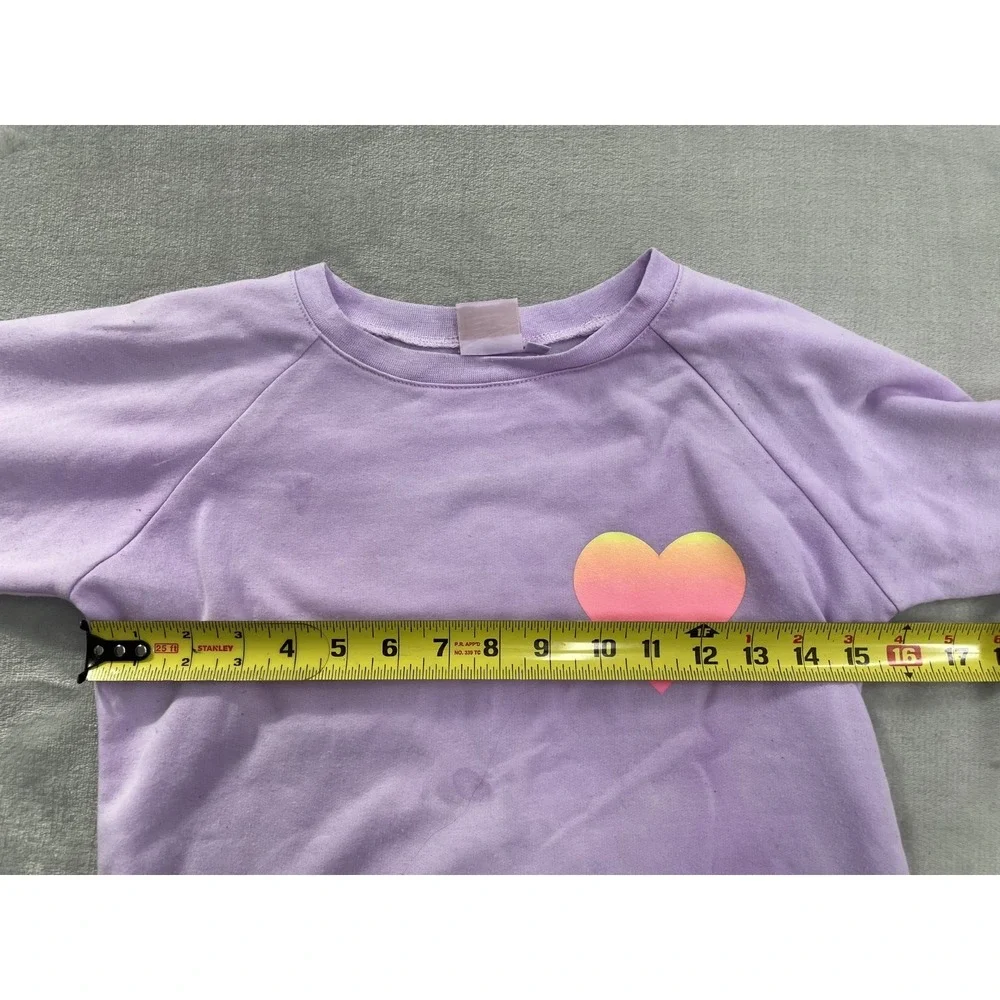 Firehouse Sweatshirt Pants Set Girls Size L Purple Rainbow Heart Made in USA